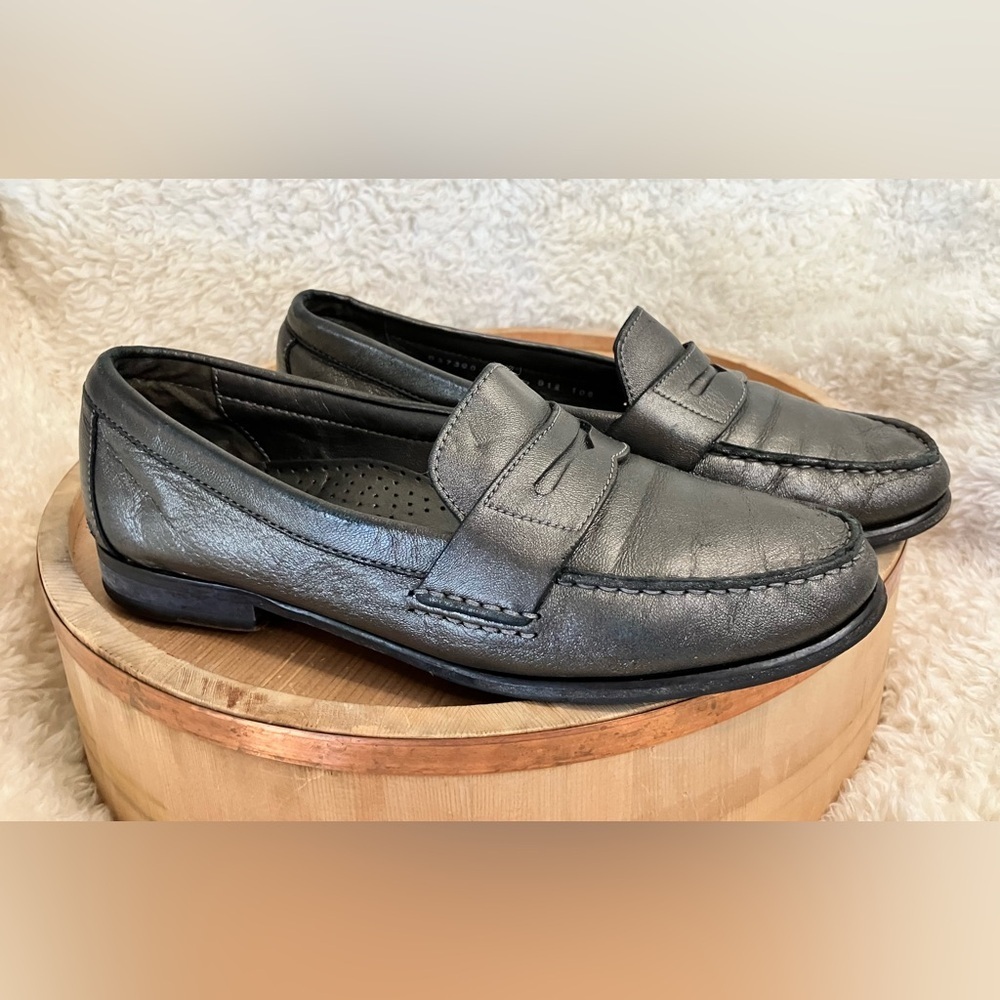 Cole Haan Vintage Women’s Silver Leather Slip On Penny Loafer Shoes Size 7.5 - Picture 5 of 13